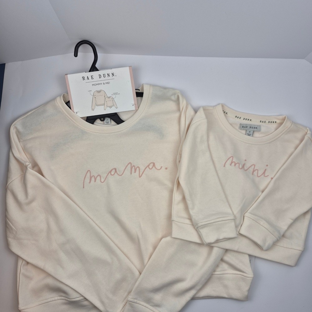 Rae Dunn‎ Mama Mini Matching Sweatshirts Mommy and Me Beige Lounge L 3T NWT Gift